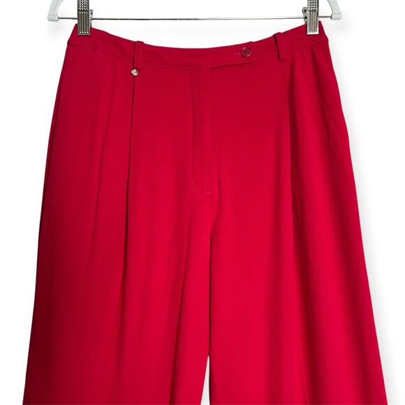 Sonia Rykiel Paris Wide Leg Drapey Pleated Pant FR 40 WAIST 28 Red France - Picture 4 of 13
